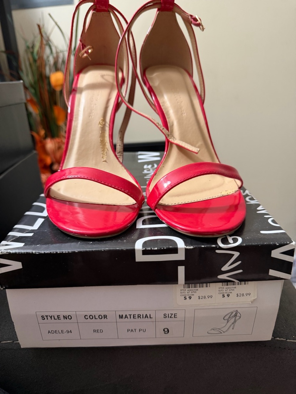 Wild Diva Red Ankle Strap High Heel Sandals